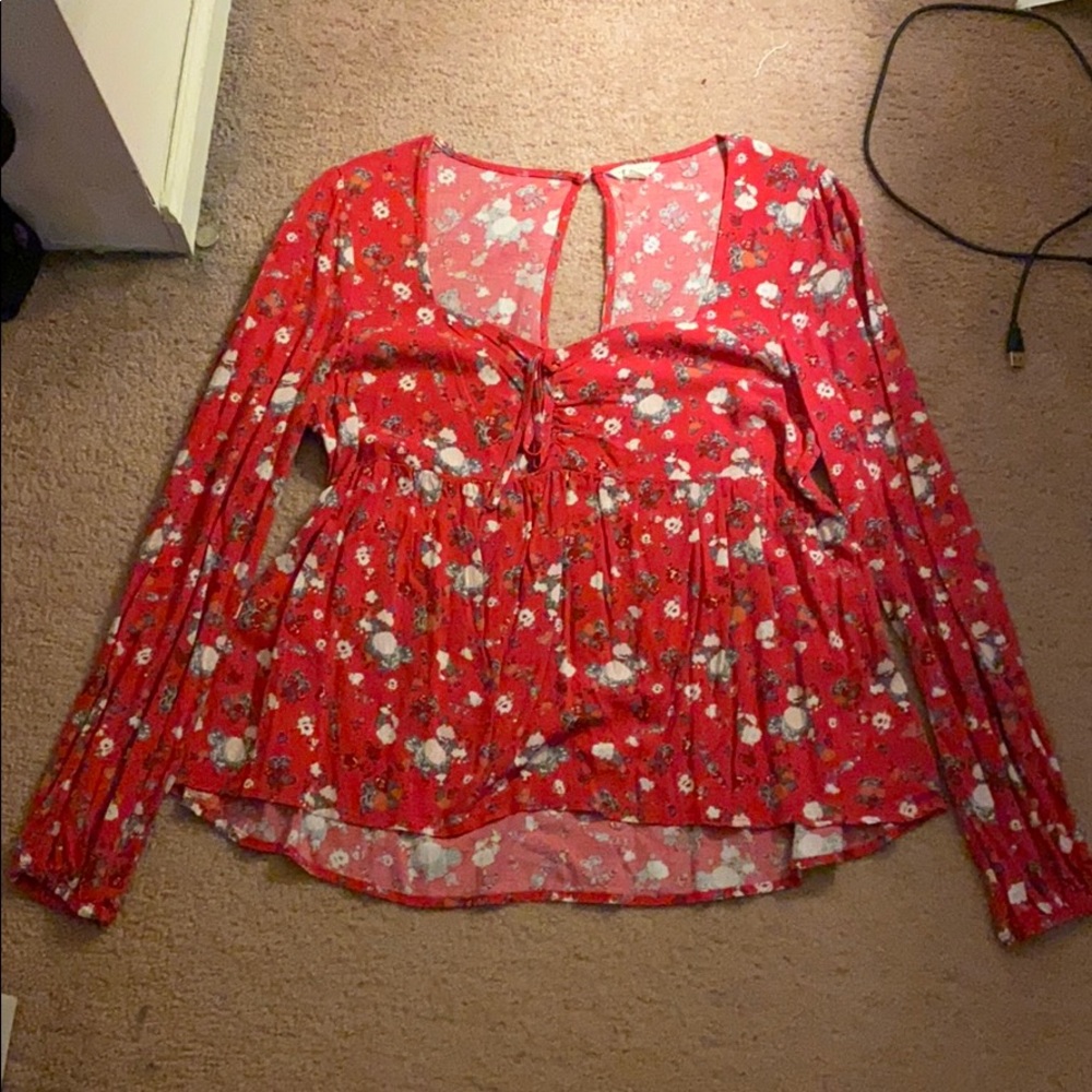 floral, long sleeved blouse